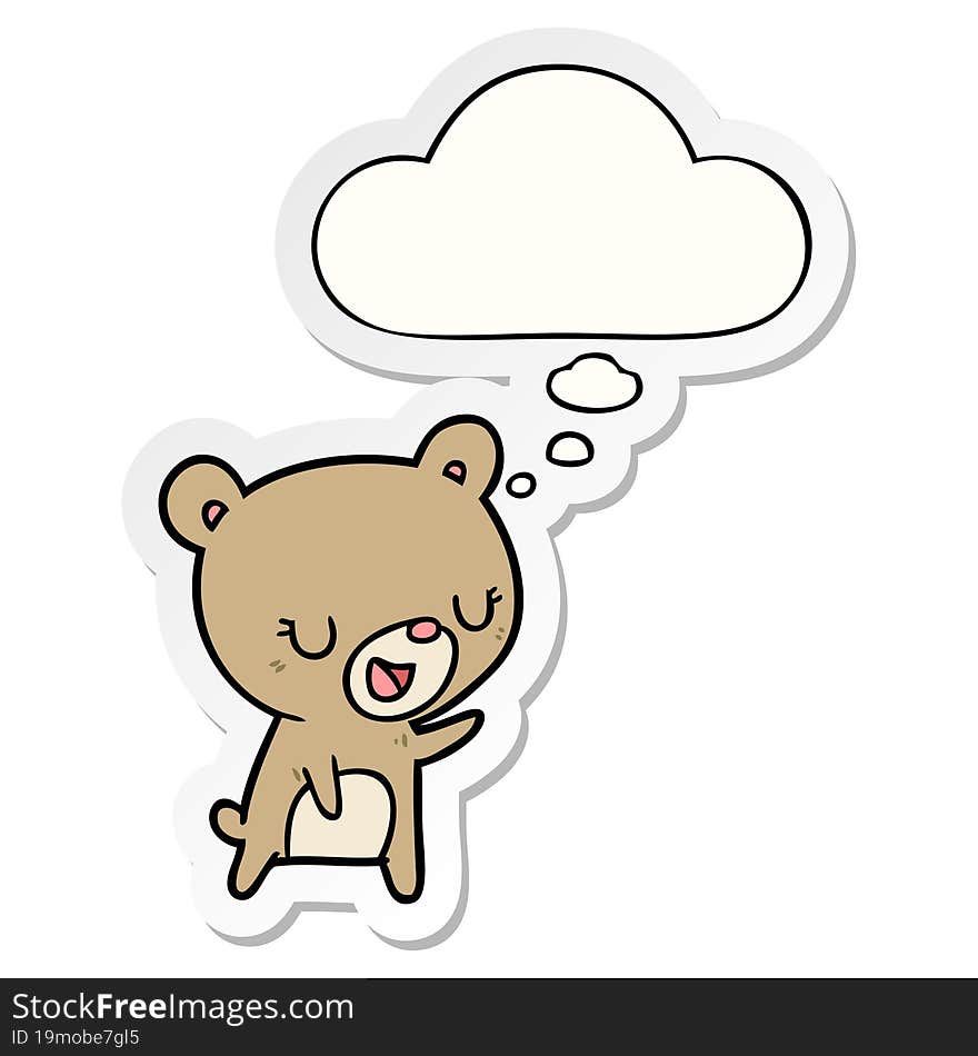 Cartoon Bear And Thought Bubble As A Printed Sticker