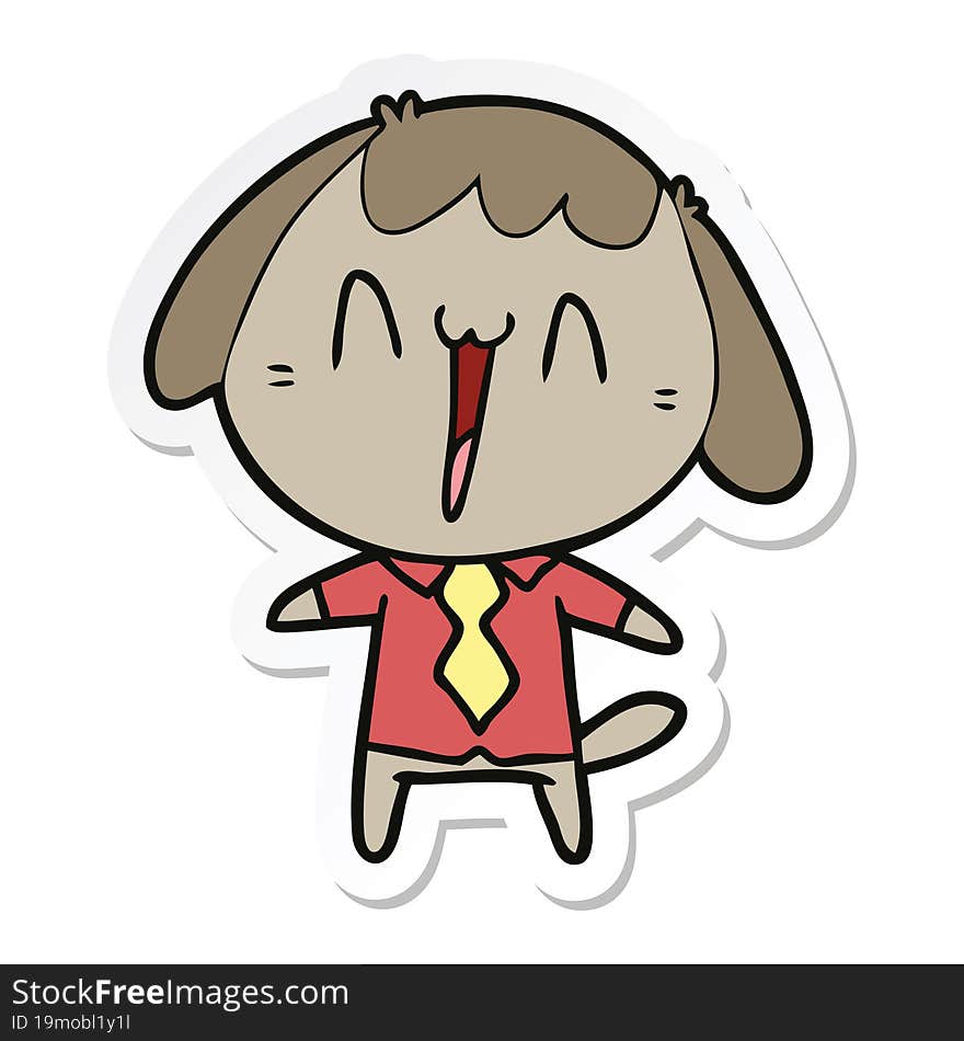 sticker of a cute cartoon dog