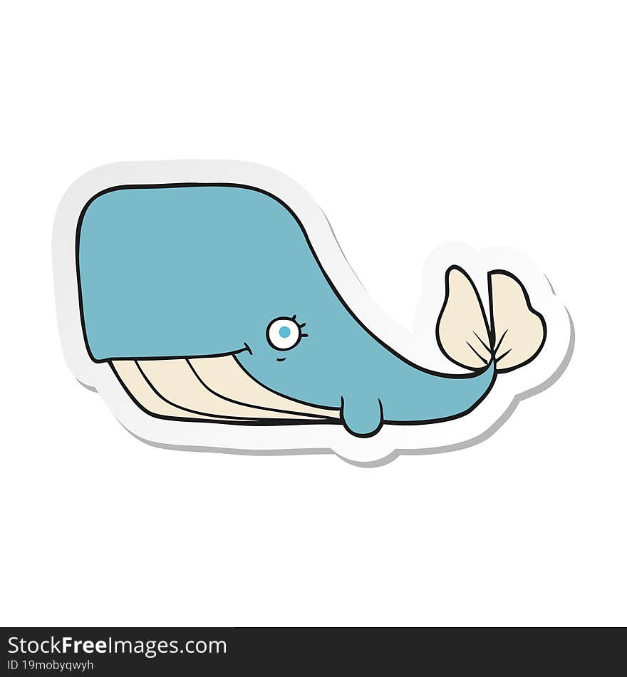 Sticker Of A Cartoon Happy Whale