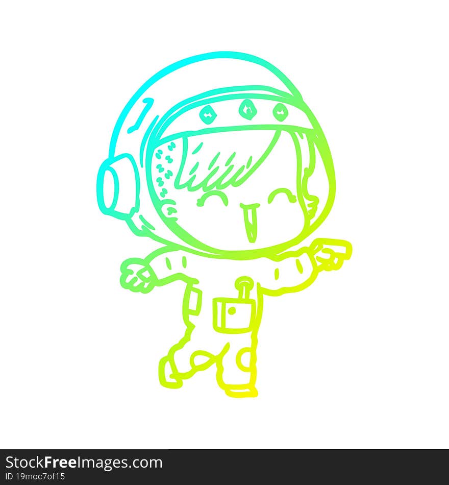 cold gradient line drawing happy cartoon space girl