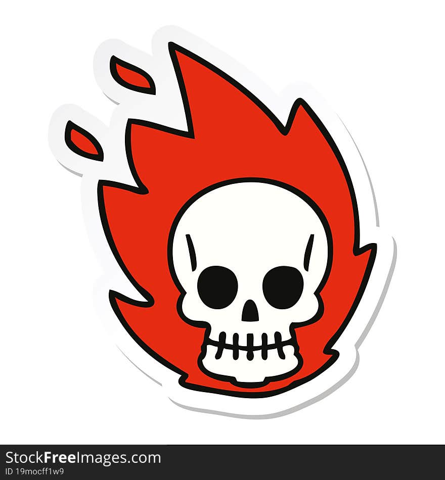 Sticker Of A Quirky Hand Drawn Cartoon Skull