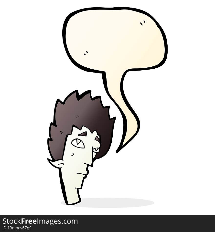 Cartoon Vampire Head With Speech Bubble