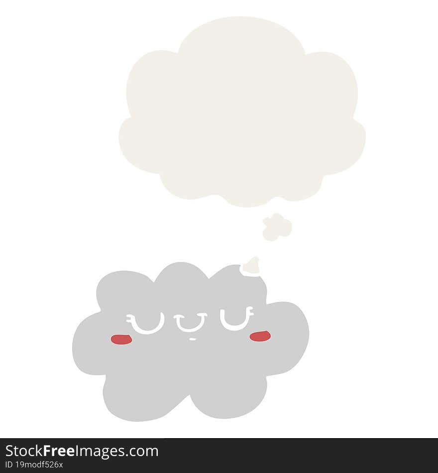 cute cartoon cloud and thought bubble in retro style