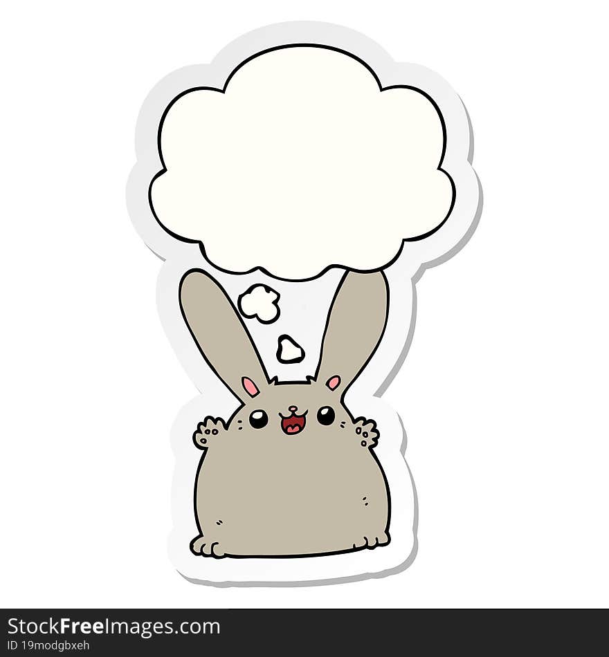 cartoon rabbit and thought bubble as a printed sticker