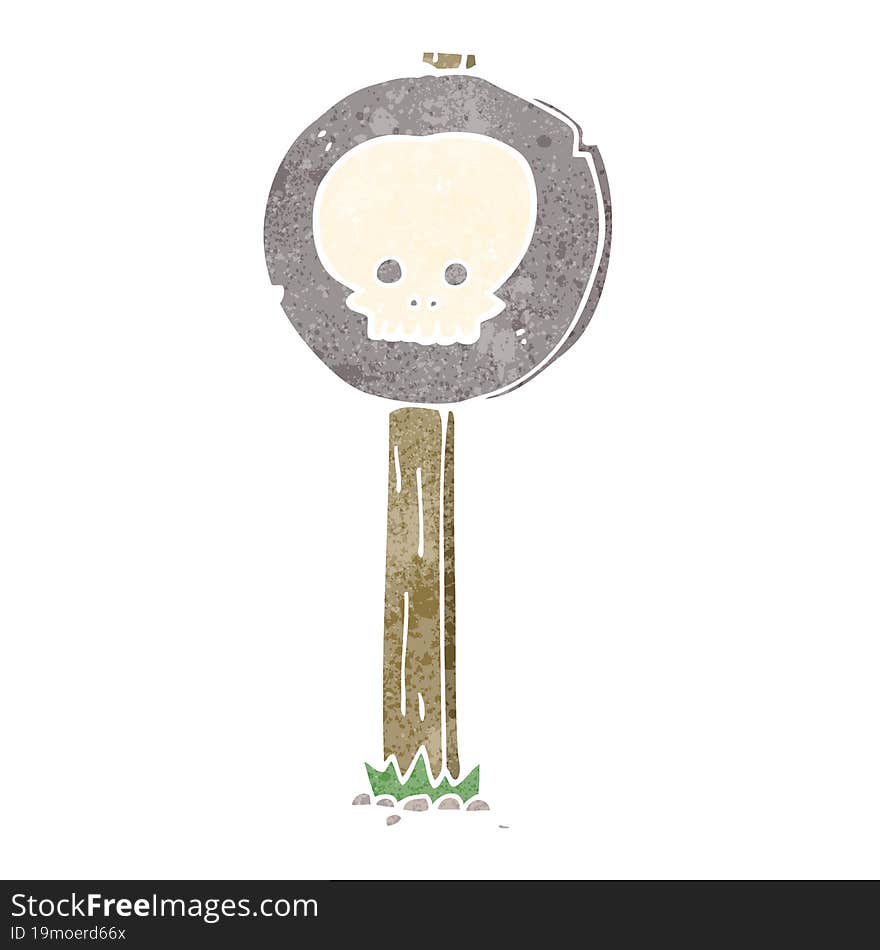 cartoon spooky skull signpost