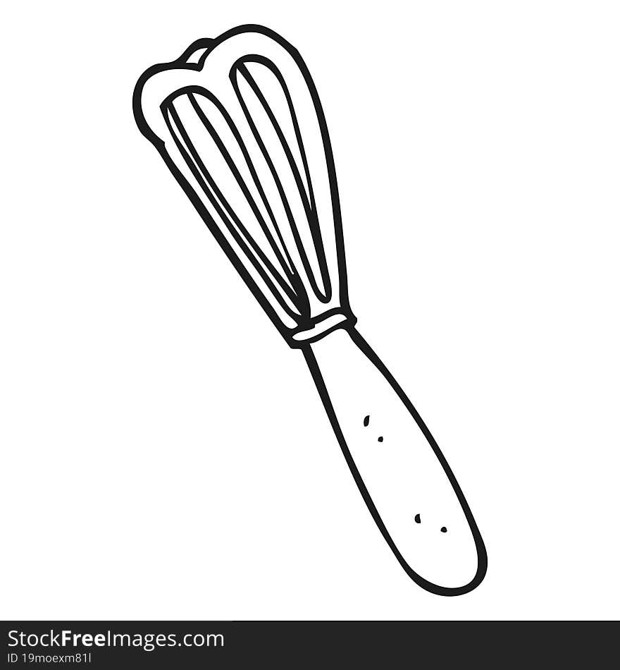 freehand drawn black and white cartoon whisk