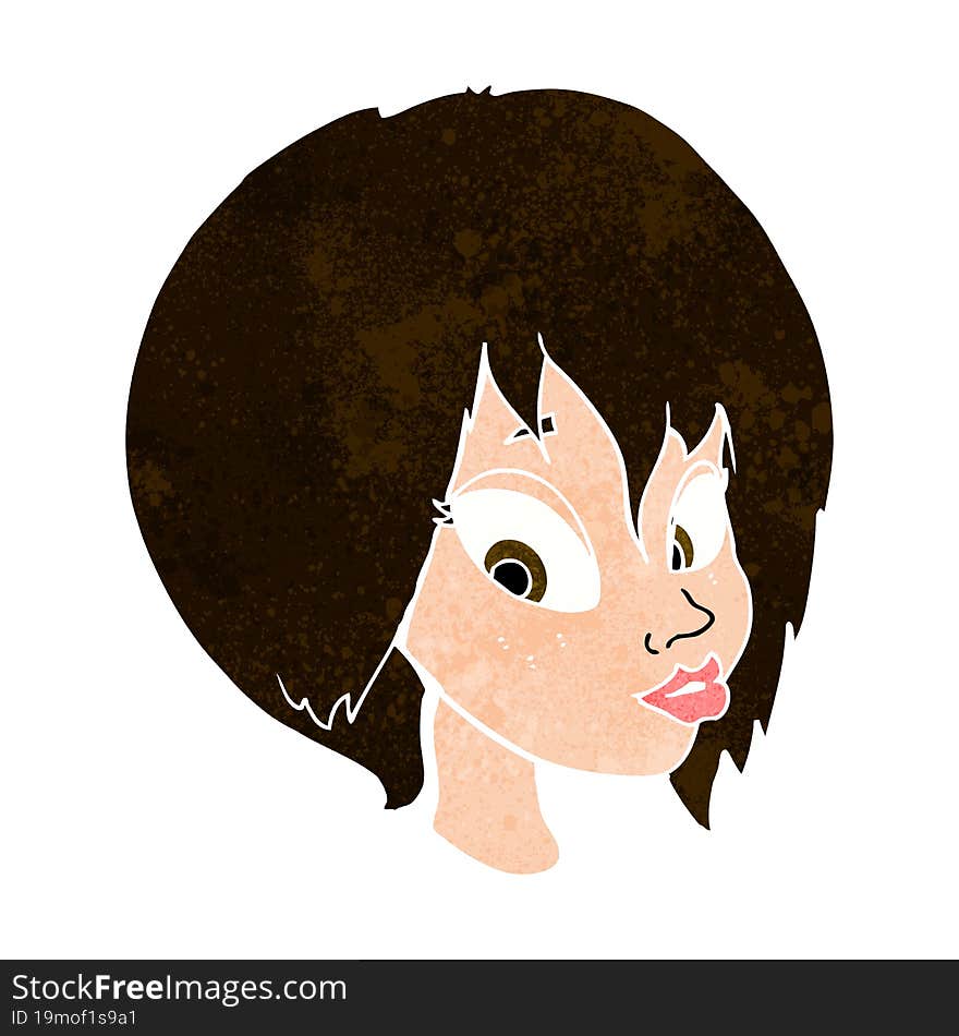 Cartoon Pretty Female Face Pouting