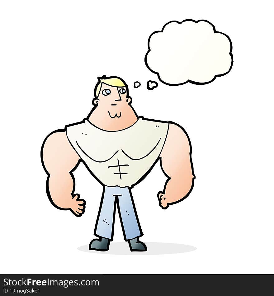 Cartoon Body Builder With Thought Bubble