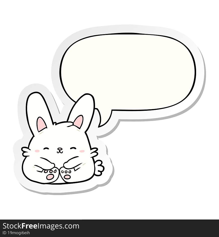 cute cartoon bunny rabbit with speech bubble sticker