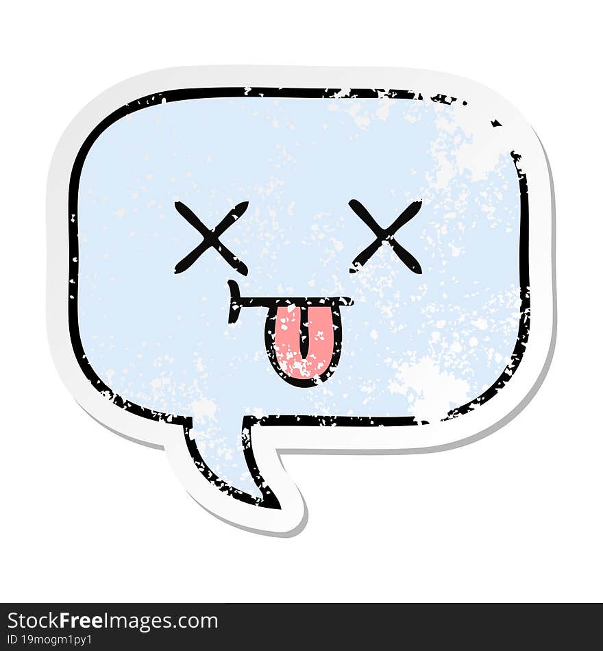 Distressed Sticker Of A Cute Cartoon Speech Bubble