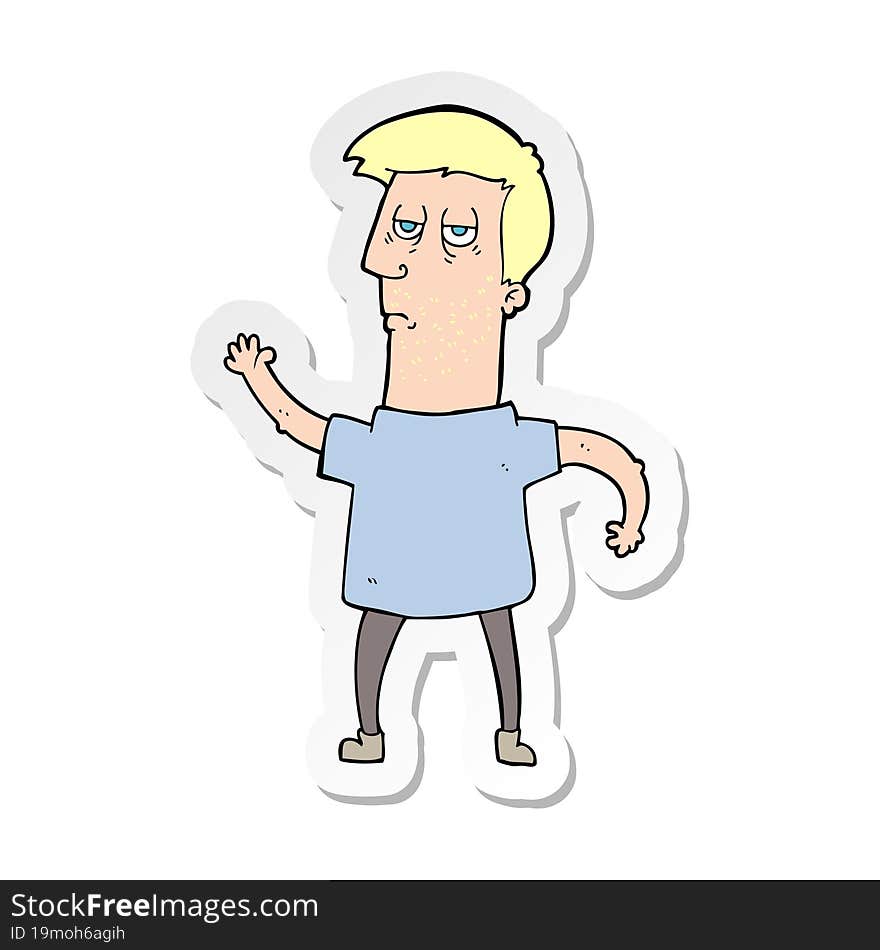 sticker of a cartoon bored man