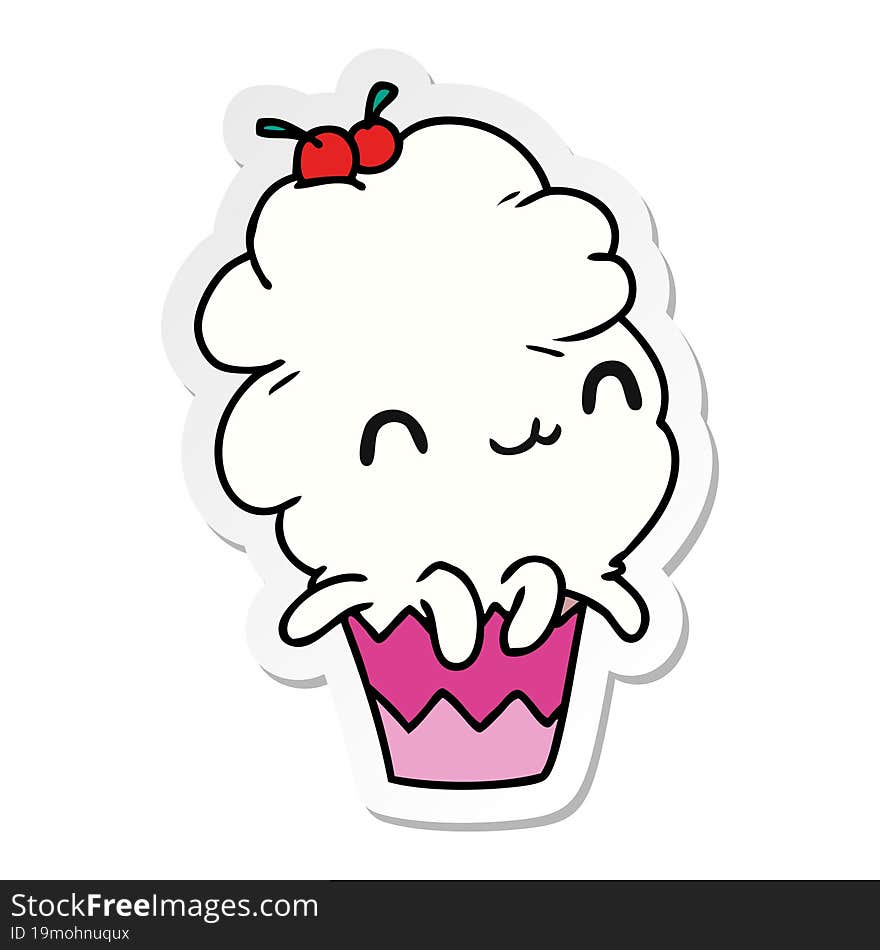 sticker cartoon illustration kawaii octopus cupcake. sticker cartoon illustration kawaii octopus cupcake