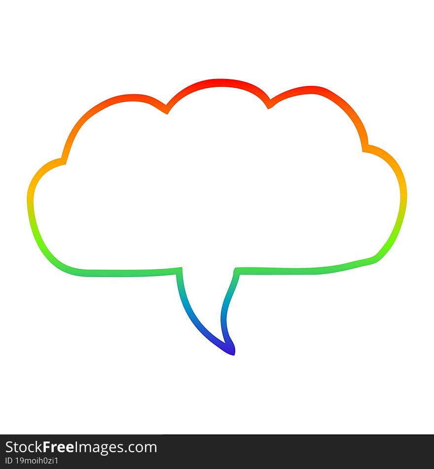 rainbow gradient line drawing cartoon cloud speech bubble