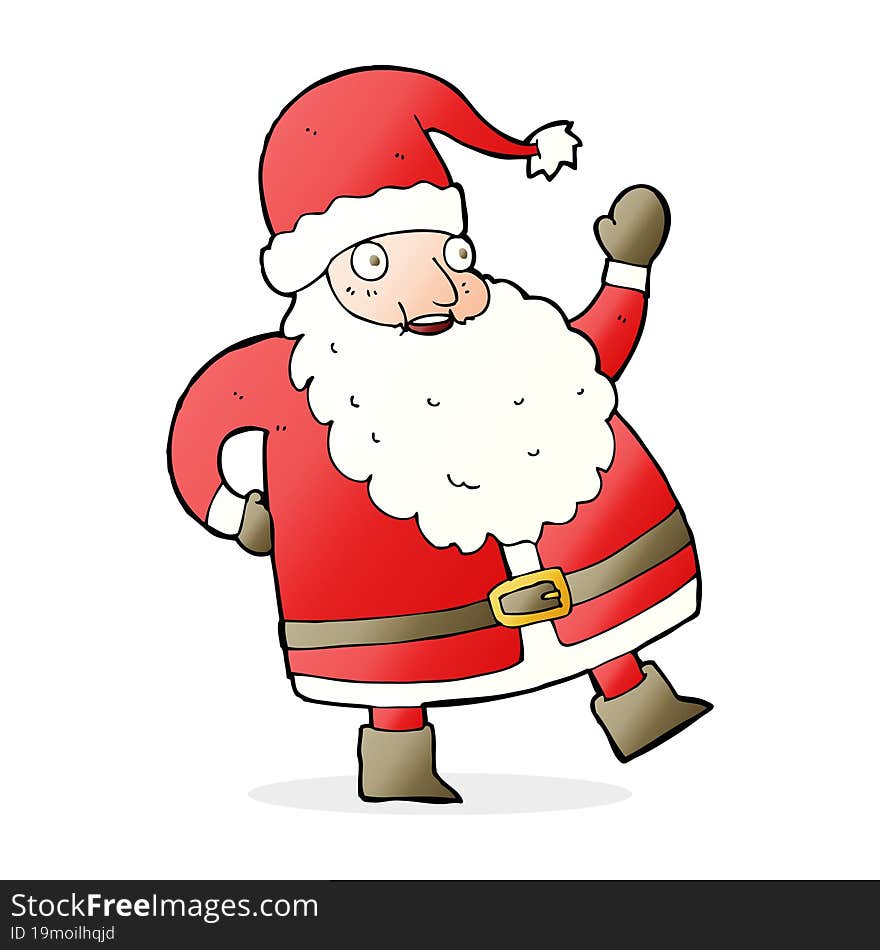 funny waving santa claus cartoon