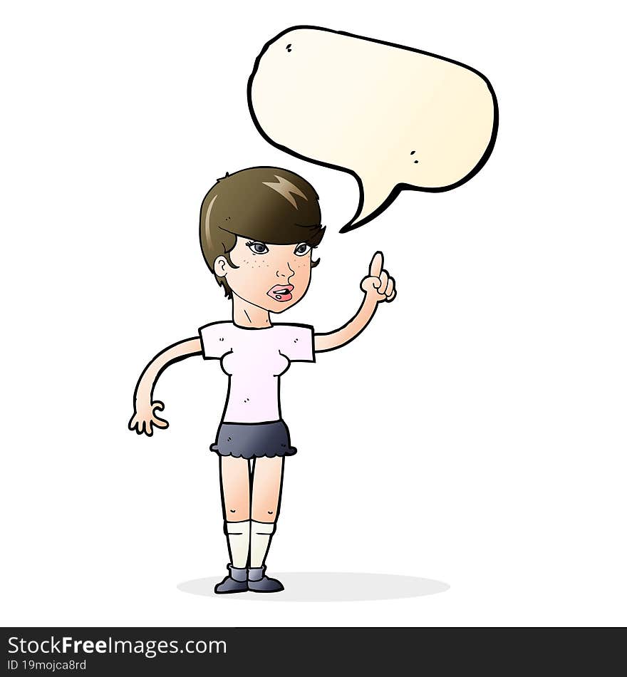 cartoon woman with idea with speech bubble