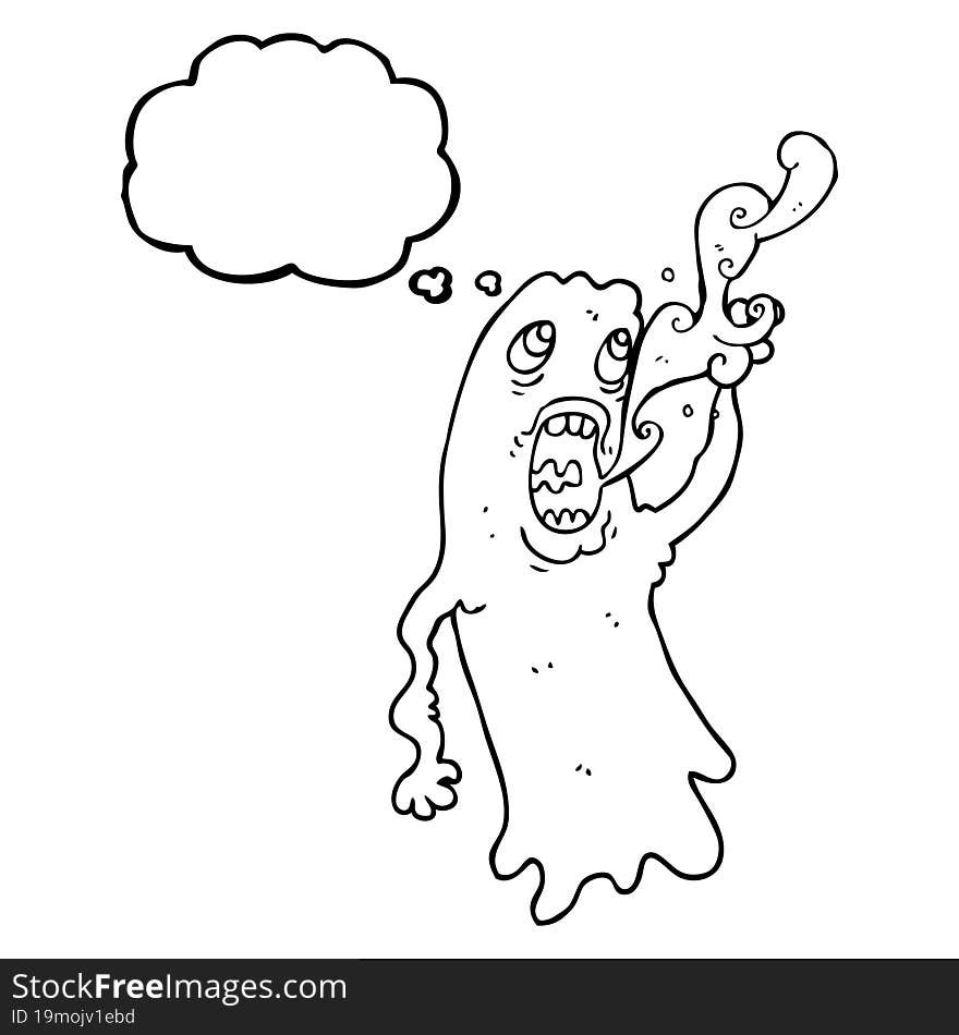 freehand drawn thought bubble cartoon ghost