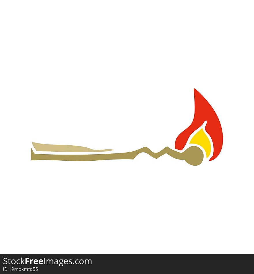 Flat Color Style Cartoon Burning Match