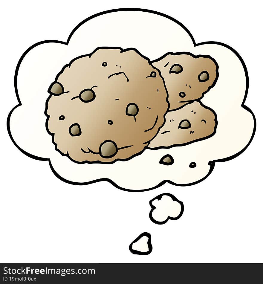 cartoon cookies and thought bubble in smooth gradient style