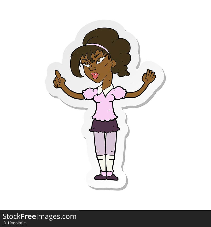 sticker of a cartoon woman with idea