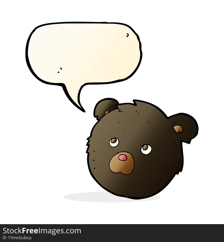 cartoon black bear face with speech bubble