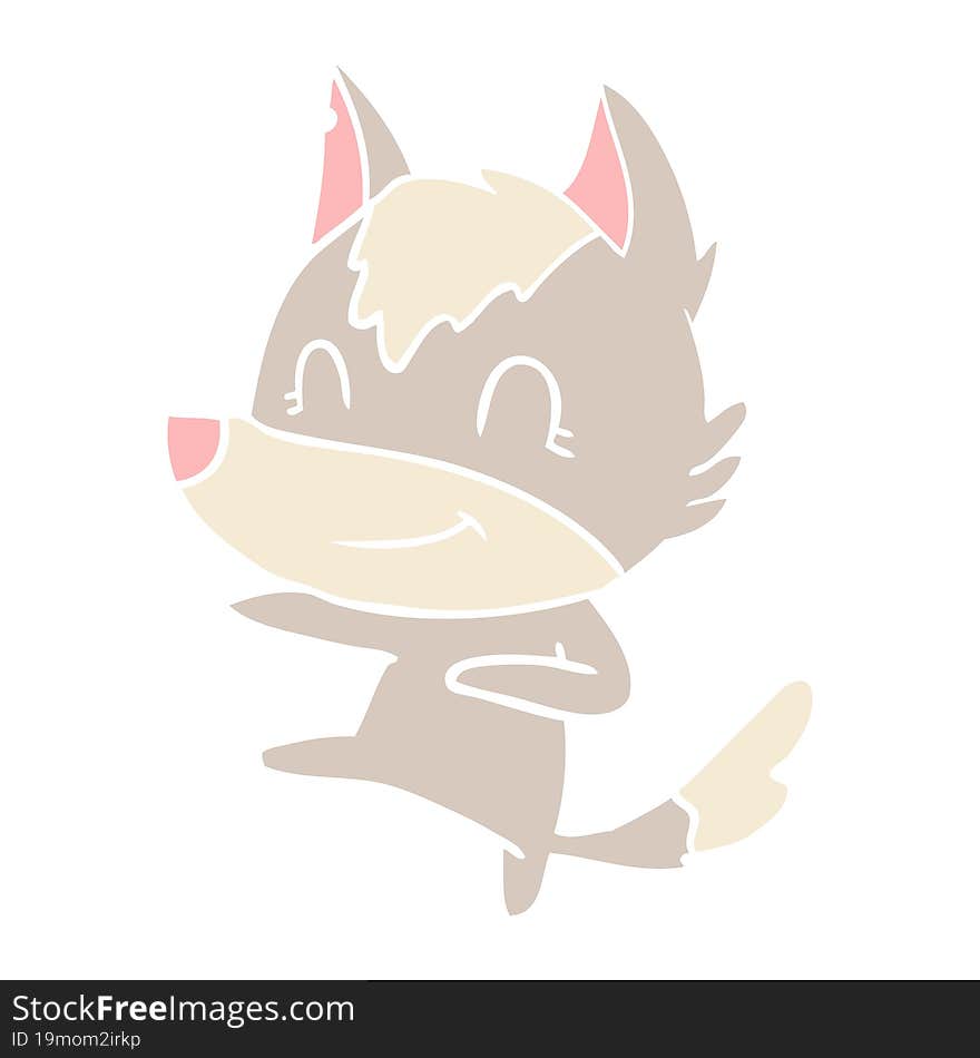 Friendly Flat Color Style Cartoon Wolf