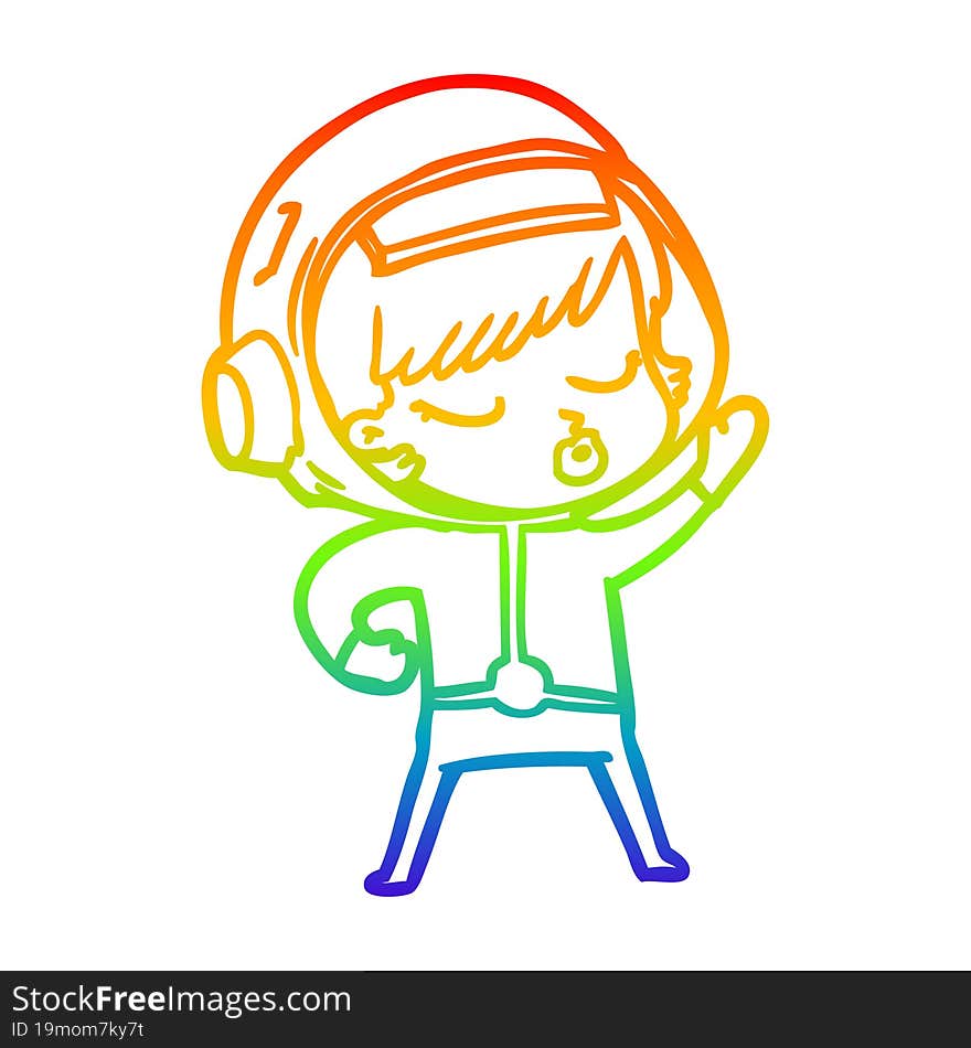 rainbow gradient line drawing cartoon pretty astronaut girl