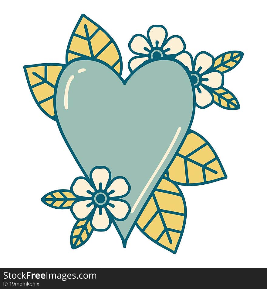 tattoo style icon of a botanical heart