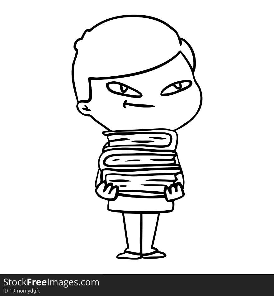 cartoon boy with books. cartoon boy with books