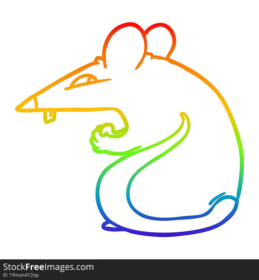 rainbow gradient line drawing of a sly cartoon rat