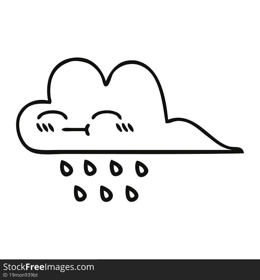 line drawing cartoon rain cloud