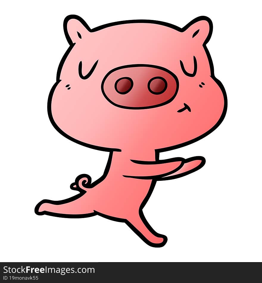 cartoon content pig running. cartoon content pig running