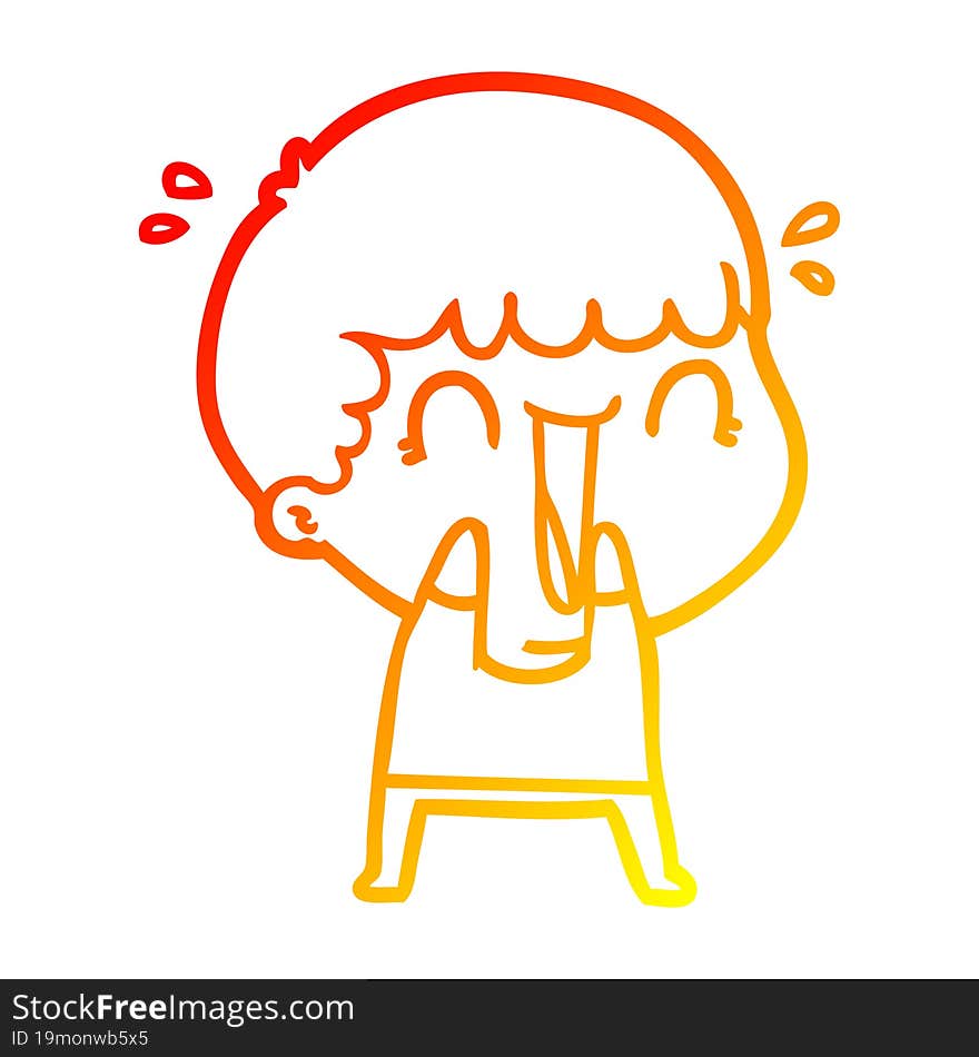 Warm Gradient Line Drawing Laughing Cartoon Man