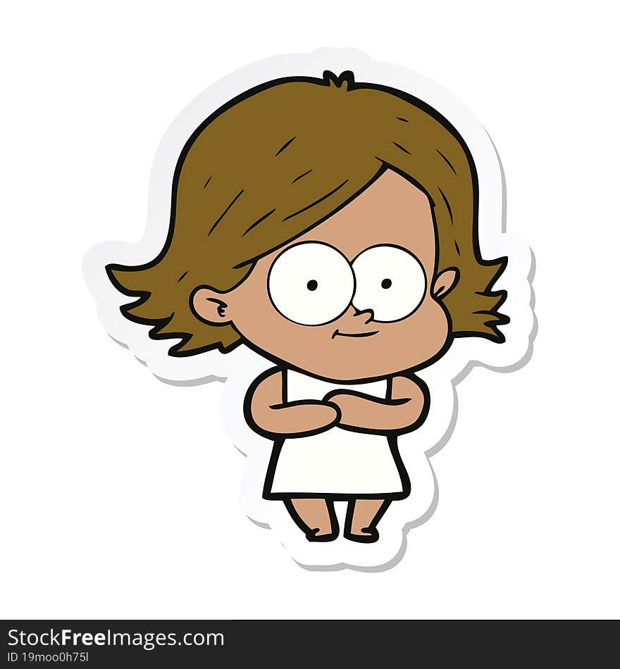 sticker of a happy cartoon girl