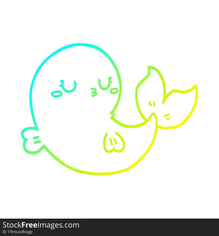 Cold Gradient Line Drawing Cute Cartoon Whale