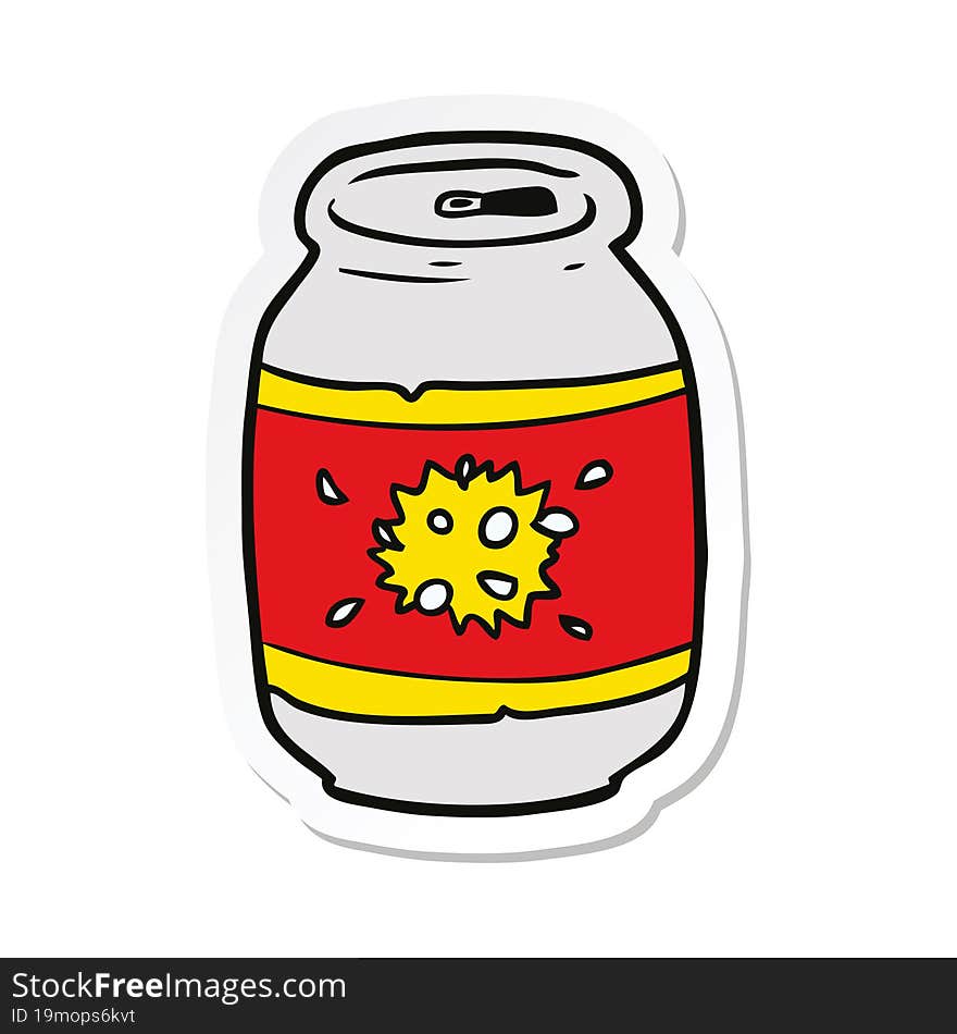 Sticker Of A Cartoon Soda Can