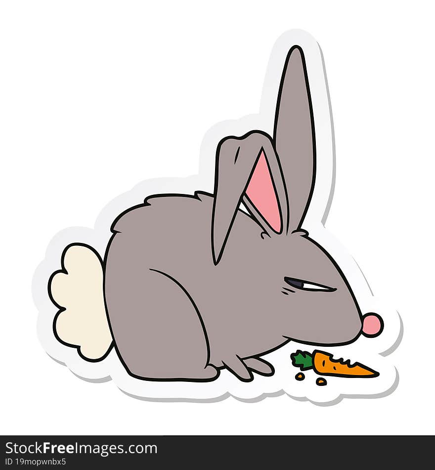 sticker of a cartoon annoyed rabbit