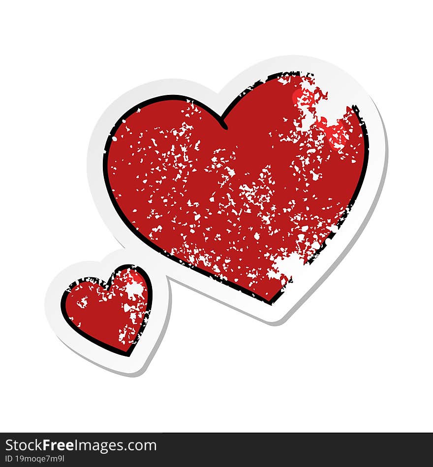 Distressed Sticker Of A Quirky Hand Drawn Cartoon Pink Hearts