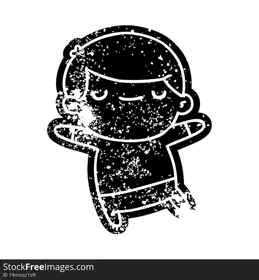 grunge distressed icon of a kawaii cute boy. grunge distressed icon of a kawaii cute boy