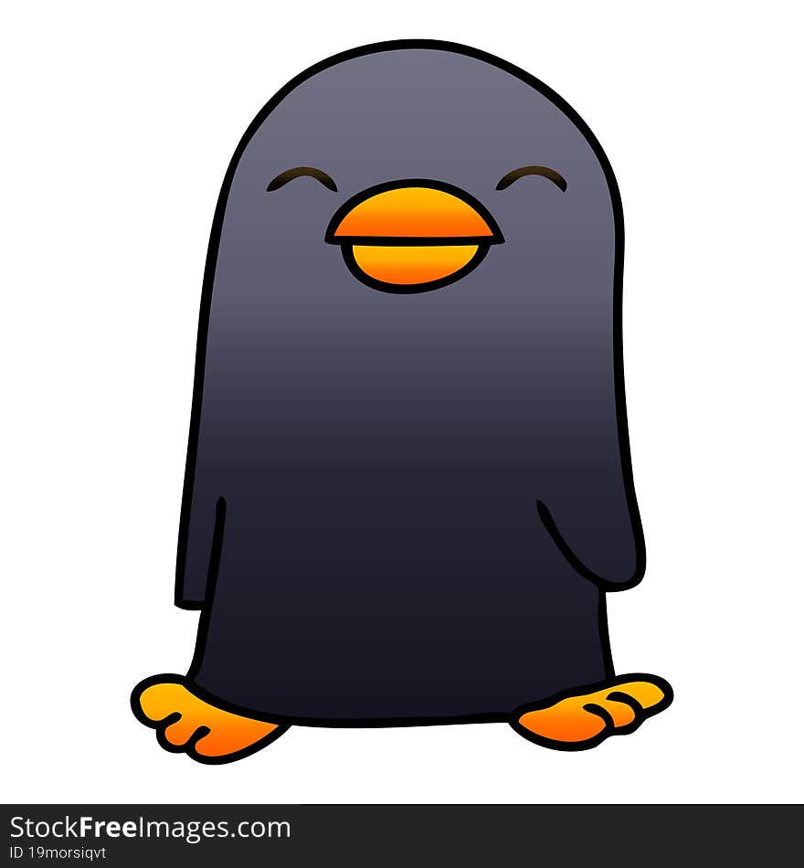 quirky gradient shaded cartoon penguin