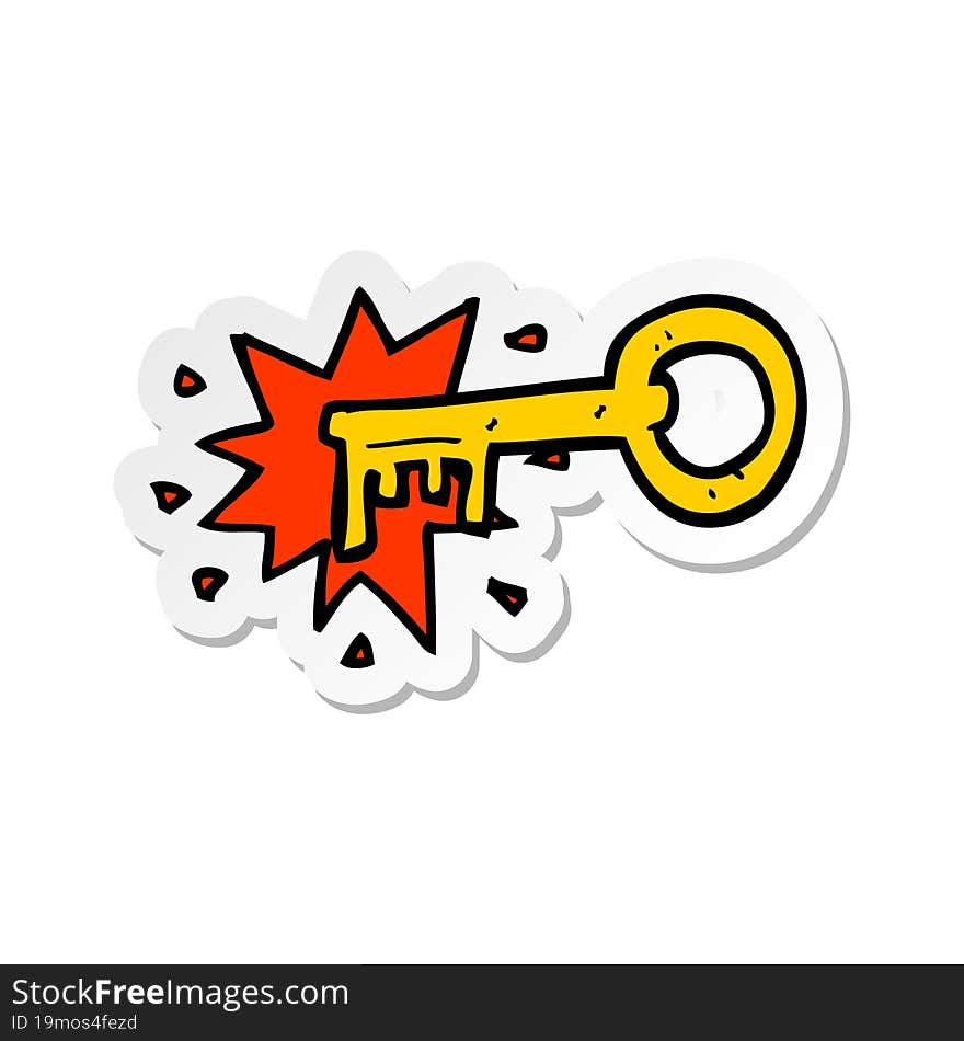 Sticker Of A Cartoon Old Key