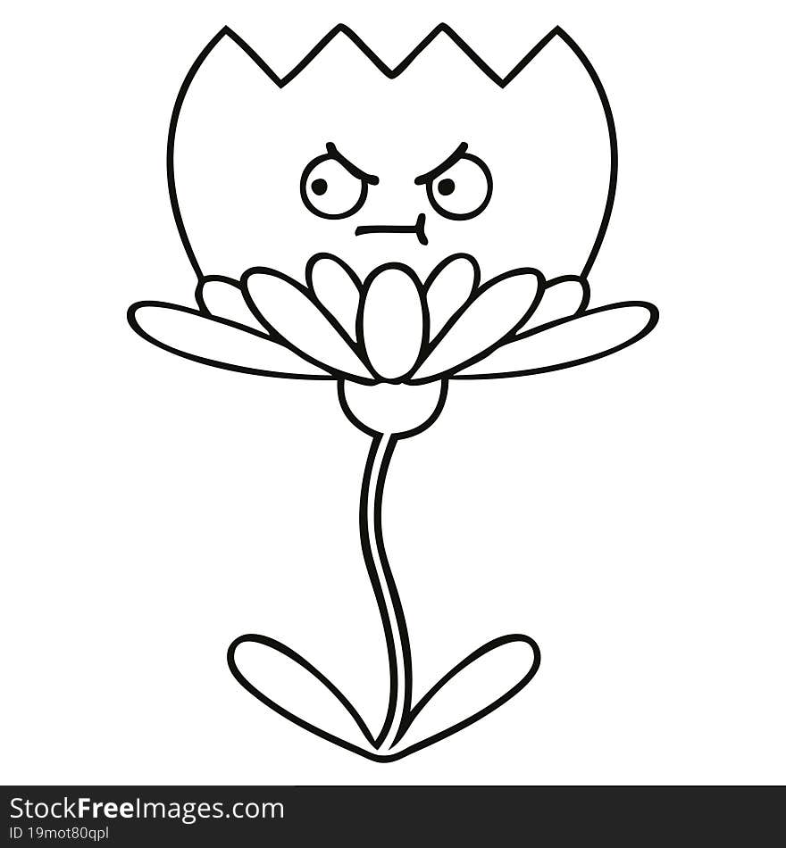 Line Drawing Cartoon Flower