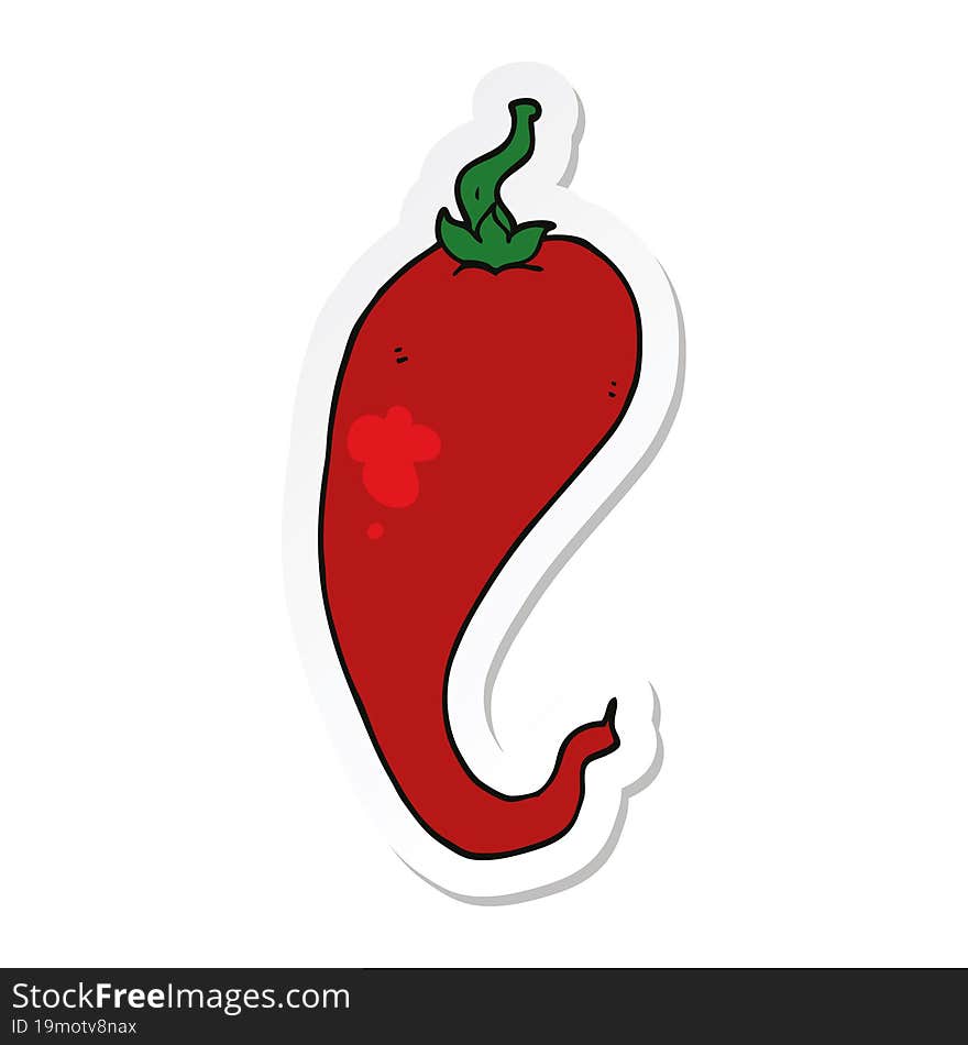 Sticker Of A Cartoon Chili Pepper