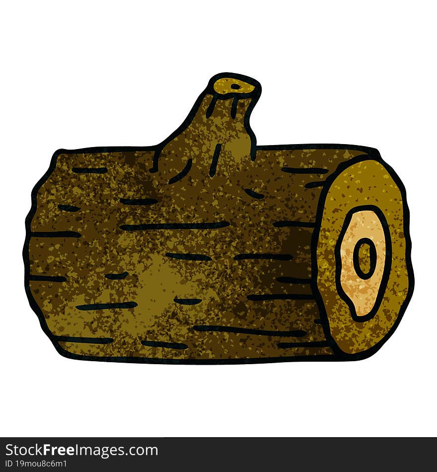 Quirky Hand Drawn Cartoon Wooden Log