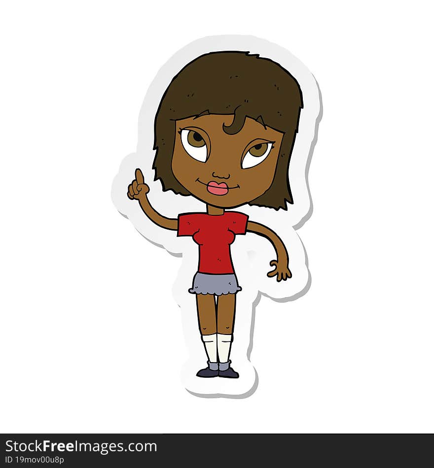 sticker of a cartoon woman with idea