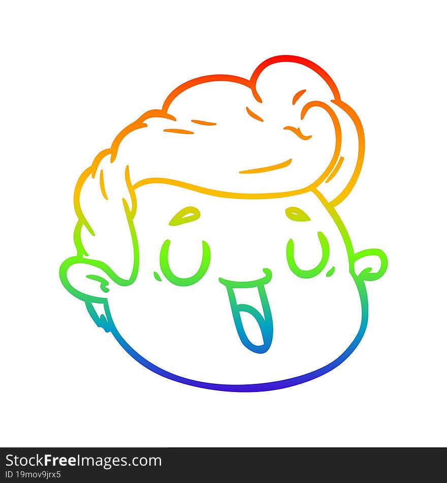 rainbow gradient line drawing cartoon male face