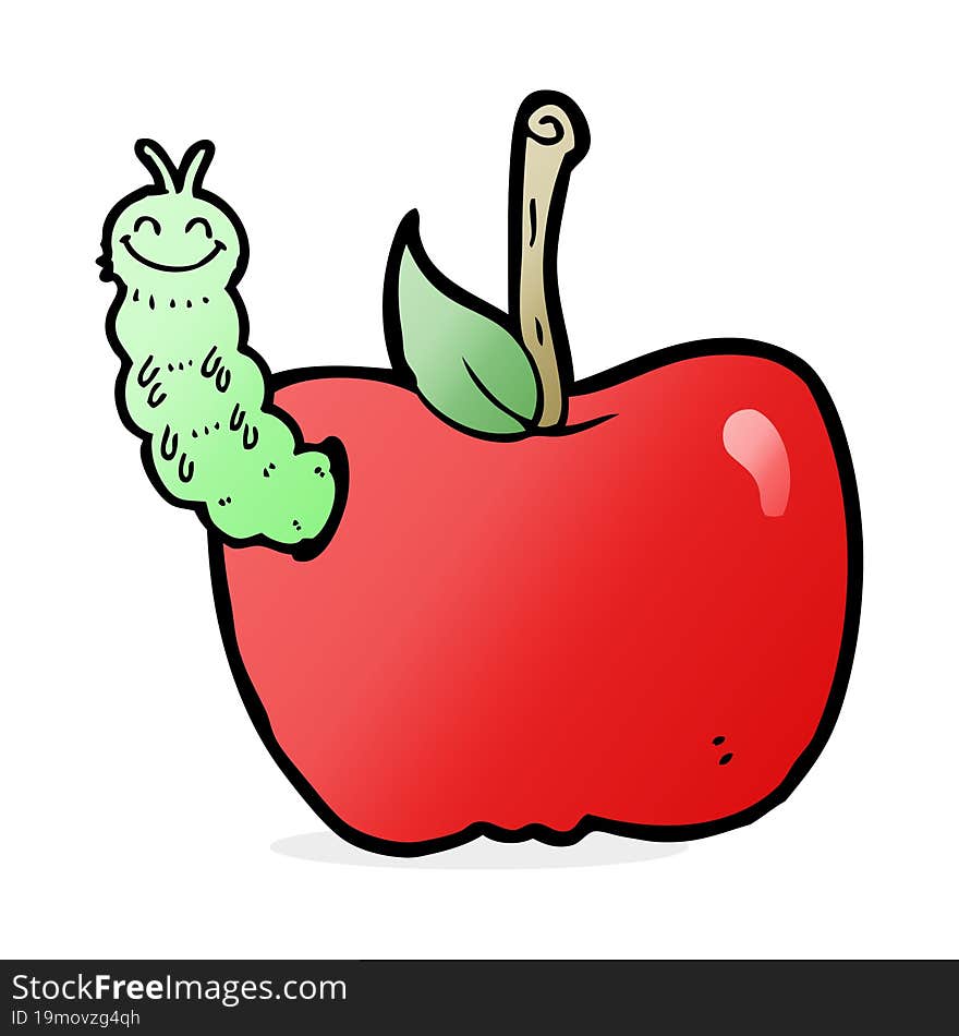 Cartoon Apple With Bug