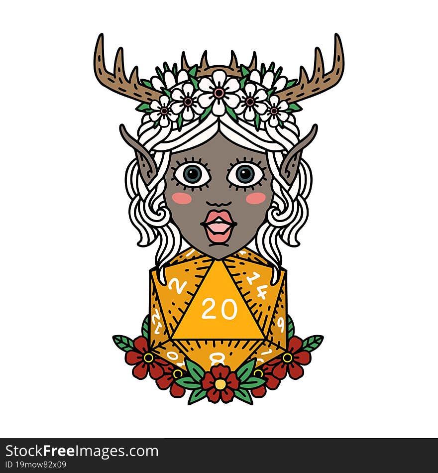 Elf Druid Character Face Illustration