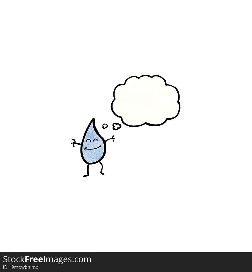 cartoon raindrop with thought bubble