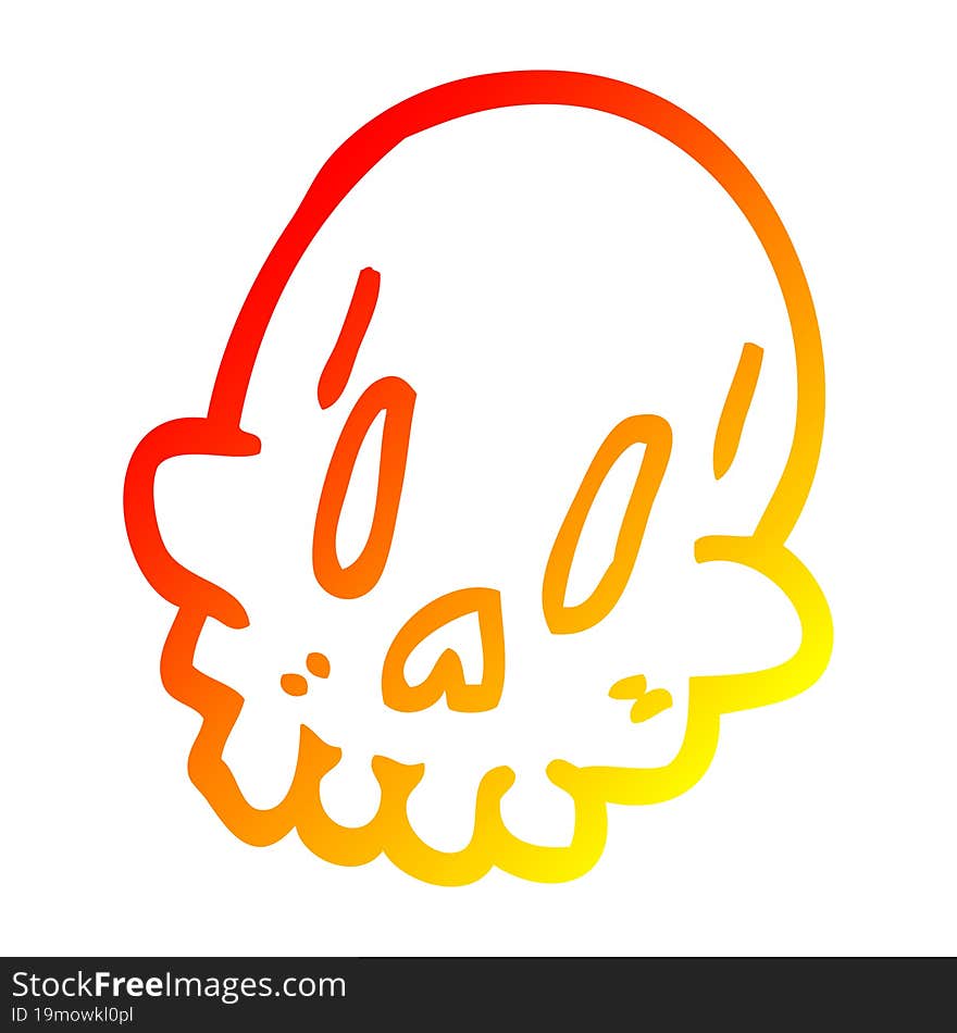 warm gradient line drawing cartoon spooky weird skull