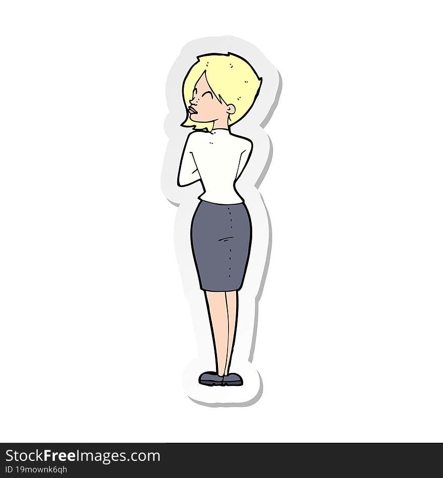 Sticker Of A Cartoon Businesswoman Ignoring